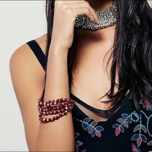 Free People niece bracelet Beaded red